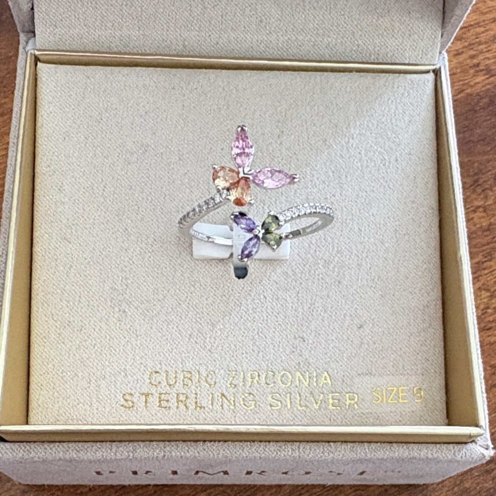 Chic Butterfly CZ Gemstone Ring in Sterling Silver - Picture 3 of 6
